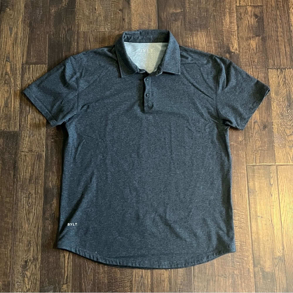 BYLT Drop Cut LUX Polo Shirt Gray Performance Short Sleeve | Men's Size XL